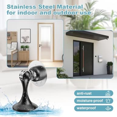 Profasion 2 Pack Magnetic Door Stoppers, Stainless Steel Door Stops for Wall and Floor Mounting, Door Holder Keep Door Open, No Drilling Door Stop with 3D Adhesive Tapes, Black - Image 7