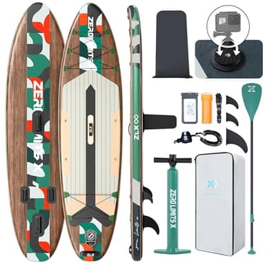 ZLX Inflatable Stand Up Paddle Board, 10'6" SUP Non-Slip Stable Deck Pad, Unique Center Fin, Premium Accessories, Portable Paddleboard for Adults, Beginners, All Skill Levels - Image 1
