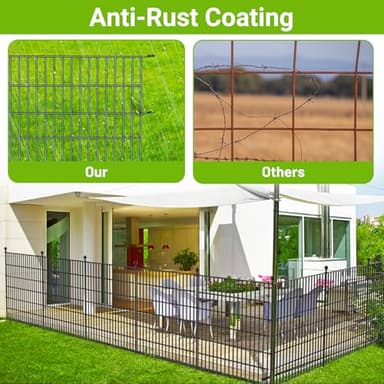 8 Panels No Dig Decorative Outdoor Garden Fence with Gate for Yard, 48 in(H) X 21 ft(L) Animal Barrier Fencing Rustproof Metal Wire Panel Border for Dog, Rabbits, and Patio Temporary Ground Stakes - Image 3