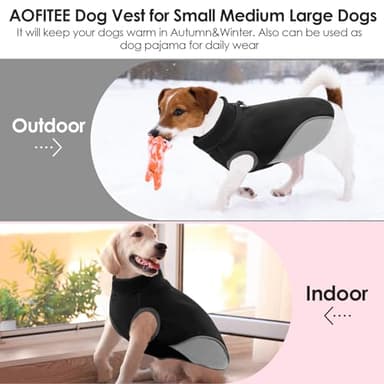 AOFITEE Fleece Dog Sweater, Warm Small Dog Sweater with D-Ring, Stretchy XSmall Fall Dog Sweater Fleece Dog Vest Jacket, Doggie Sweatshirt Girl Boys for Yorkie, Chihuahua, Teacup, Black XS - Image 5