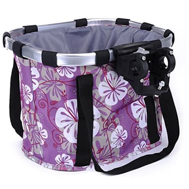 Pet Dog Bike Basket & Carrier Bag- Foldable Detachable Pet Travel Bicycle Basket - Small Animal Dog Cat Rabbit Bike Ride Basket Carrier (Purple) - Image 2