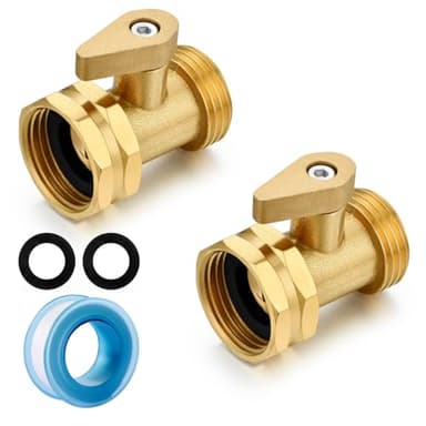SIGURANTA Garden Hose Shut Off Valve, Heavy Duty 3/4 Inch Solid Brass Garden Hose connecto Shut Off Valve Hose Ball Valve (2 Set) - Image 1
