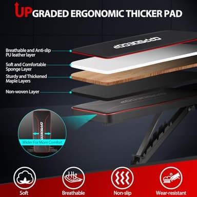 OPPSDECOR Weight Bench for Home Gym, Fast Foldable Workout Bench Press for Home Gym Full Body Strength Training, 8 Adjustable Backrests Incline/Flat/Decline Sit up Bench - 2025 Upgrade (Black) - Image 4