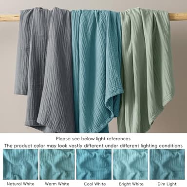 David's Home Soft Cooling Muslin Blanket Twin Size, 60% Rayon Derived from Bamboo 40% Cotton, Breathable Lightweight Cool Blanket for Hot Sleepers, 4-Layer Cozy Gauze for Bed, 66"x90", Teal - Image 8