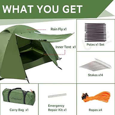 Clostnature Polaris Lightweight Backpacking Tent - 3 Person Ultralight Waterproof Camping Tent, 3 Season Large Size Easy Setup Tent for Family, Outdoor, Hiking and Mountaineering - Image 9