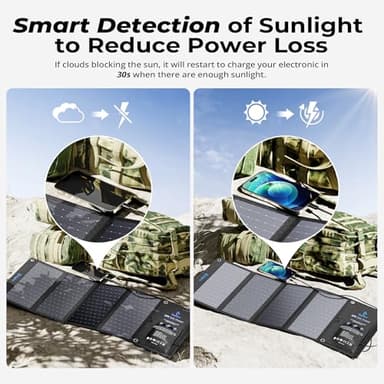 [Upgraded] BigBlue 3 USB Ports 28W Solar Charger(5V/4.8A Max), Portable Foldable Solar Panel for Camping, IP44 Waterproof, Compatible with iPhone 11/XS/XS Max/XR/X/8/7, iPad, Samsung Galaxy LG etc. - Image 8