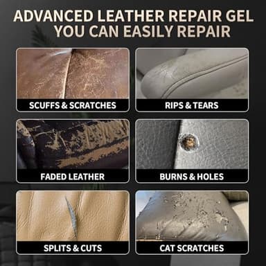 2025 New Advanced Leather Repair Gel, Upgrade Leather Repair Coloured Cream Gel, Professional Leather Repair Kit for Car Seat Vinyl Repair Kit, Multifunctional Couch and Jacket Repair Kit (Black) - Image 3