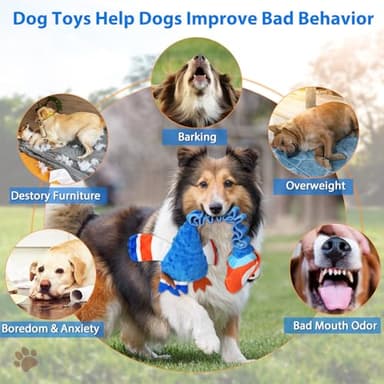 Homounter Squeaky Dog Toys for Large Dogs, Tough Tug of War Puppy Toy, Cute Animal Design Plush Dog Toys with Crinkle Paper, Dog Chew Toys for Small, Medium and Large Dogs - Image 5