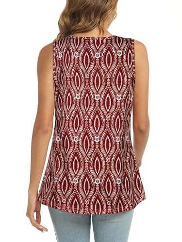 Plus Size Tops for Women Tank Tops 2024 Trendy Casual Flowy Blouse Tunic(Red Semicircle Pattern,XXL) - Image 5