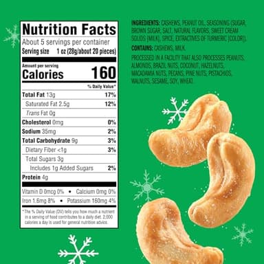 Emerald Nuts Sugar Cookie Flavored Cashews (1-Pack) | 5oz Resealable Bag | Kosher Dairy Certified, Non-GMO, Contains No Artificial Preservatives, Flavors or Synthetic Colors - Image 2