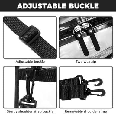 BAGAIL Clear Bags Stadium Approved Clear Tote Bag with Zipper Closure Crossbody Shoulder Bag with Adjustable Strap(12 Inch X 12 Inch X 6 Inch,Black) - Image 4