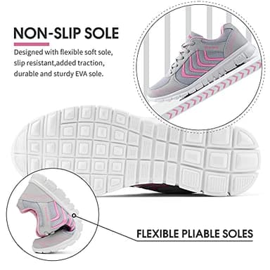 Alicegana Womens Sneakers Fashion Walking Casual Lightweight Tennis Shoes Pink - Image 4