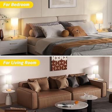 Set of 2 Table Lamps for Bedroom, 2700K/4000K/5000K Bedside Lamp Nightstand Lamp with Pull Chain and AC Outlet, Table Lamp for Living Room Reading Kids Room Wood Grain (8W LED Bulbs Included). - Image 6
