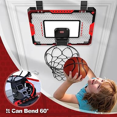 Indoor Basketball Hoop for Kids 5 6 7 8 9 10+Years Old Boys,Mini Basketball Hoop Over The Door Mini Hoop with Electronic Scoreboard & 3 Balls,Kids Basketball Hoop Sport Toys for Gift for Boys Age 5-10 - Image 3