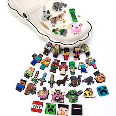 50PCS Video Game Croc Charms for Boys Teens Kids, Durable Pixel Themed Shoe Charms for Croc Clog Sandals, Variety Characters Cute Shoe Accessories, Party Favors Gifts for Game Fans - Image 3