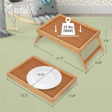 Artmeer Bed Tray Table with Folding Legs,Bamboo Breakfast in Bed for TV Table, Laptop Computer Tray,Eating,Snack Tray(Bamboo) - Image 4