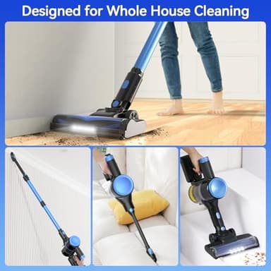 UML0 N8 Cordless Vacuum Cleaner, Lightweight Stick Vacuum with Powerful Suction, 2200mAh Battery, 40 Mins Runtime, Self-Standing, Rechargeable Vacuum Cleaners for Home Hardwood Floor Carpet Pet Hair - Image 3