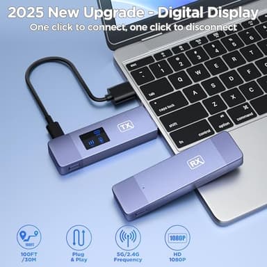 Wireless HDMI Transmitter and Receiver, Plug and Play Portable 2.4G/5G Wireless HDMI Extender Kit, 4K Decode 1080P HD Output for Video and Audio Streaming to Monitor from Laptop/PC/TV Box/Projector - Image 2