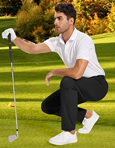 SPECIALMAGIC Work Pants for Men Outdoor Pants Stretch Casual Ripstop Pants Golf Tapered Lightweight Pockets Black,36-32 - Image 8