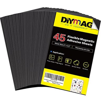 DIYMAG 3.5x2inch Business Card Magnets, 45Packs Flexible Magnetic Sheets with Peel and Stick Adhesive Magnet to Customize Personalized Cards for Crafts Photos and Supplies - Image 1