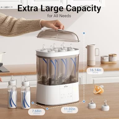 Bear Bottle Sterilizer and Dryer, 2 Layers Large Electric Steam Baby Bottle Sterilizer, Fast Bottle Sanitizer and Dryer for All Bottles & Accessories, Time-Saving Design - Image 3