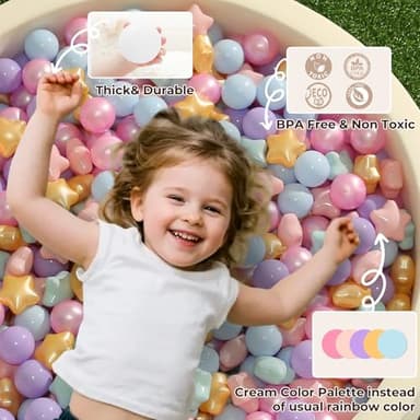TRENDPLAY Star Ball Pit Balls 200 for Toddlers - Purple Ball Pit Ball Shapes for Boys Girls Fun, Birthday Party, Christmas Decoration, Pearl Mermaid Colors - Image 2