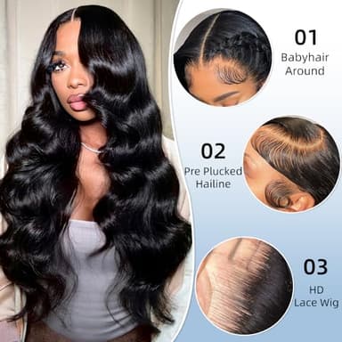 TEGASE 30 Inch 13x6 Lace Front Wigs Human Hair 200% Density Body Wave Lace Frontal Wigs Human hair Pre Plucked with Baby Hair Real Wig Human Hair Lace Front Wigs for Women Natural Color - Image 2