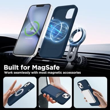 GolbinBox Magnetic for iPhone 13 Case & iPhone 14 Case, Compatible with MagSafe, [Soft Anti-Scratch Microfiber Lining], Slim Liquid Silicone Shockproof Protective Phone Case 6.1 inch, Dark Blue - Image 4