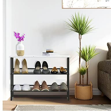 Garden 4 you 3 Tiers White Marble Shoe Rack,Freestanding Organizer Multi-Purpose Adjustable Flat and Slant Storage Rack Shoe Shelf, High Heels Potted Plant for Entryway Hallway Living Room Closet - Image 7