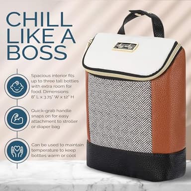 Itzy Ritzy Insulated Bottle Bag – Keeps Bottles Warm or Cool - Holds 3 Bottles & Features Interior Pocket For Ice Pack (Not Included), Coffee and Cream - Image 4