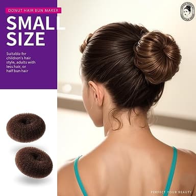 Teenitor Donut Hair Bun Maker Set - 7 Rings (1 Extra-Large, 2 Large, 2 Medium, 2 Small), 5 Elastic Bands, 20 Hair Pins, Dark Brown - Image 3