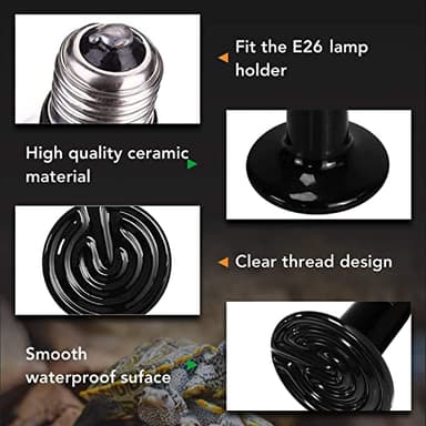 Simple Deluxe 150W Reptile Ceramic Heat Bulb with 8.5 Inch Clamp Lamp and Digital Thermostat Controller Combo Set for Incubating Chicken & Amphibian Pet, 2 Pack - Image 7
