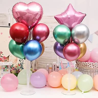 Voircoloria 10 Sets Balloon Stand Kits, Balloon Sticks Holders with Base for Table Graduation Birthday Baby Shower Gender Reveal Party Decorations - Image 8