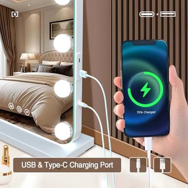 Vanity Mirror with Lights, Hollywood Lighted Makeup Mirror with 15 Dimmable LED Bulbs for Dressing Room & Bedroom，Memory Function - Image 4