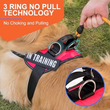 Essential Dog Harness, No Pull Pet Harness with 3 Side Rings for Leash Placement, No Choke, Reflective, Adjustable Pet Vest, Easy On-Off & Improved Control Handle, Training, Walking, Running - Image 4