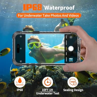Evcing for iPhone 15 Pro Max Waterproof Case Compatible with MagSafe, Translucent Slim IP68 Underwater Built-in Screen Protector, 12FT Military Grade, 360 Full Body Protective Cover 6.7 inch Black - Image 2