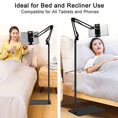 SAMHOUSING Tablet Floor Stand, Adjustable Universal 360-degree Rotatable Metal Tablet Holder, Phone Stand for iPad/iPhoneX/iPad Pro or Other 4.7~12.9 Inch-Screen Devices (Black) - Image 3