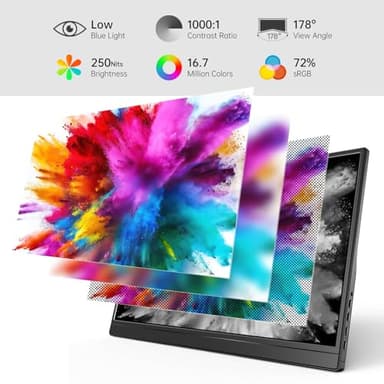 Yxk Portable Monitor 15.6 Inch 1080P USB-C HDMI Ultra-Slim Travel Monitor with Kickstand, for Laptop, PC, Mac Phone, PS, Xbox, Swich IPS Ultra-Thin Zero Frame Gaming - Image 2