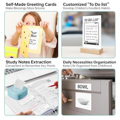 Mini Printer Sticker Thermal Printer with 3 Rolls Paper, Bluetooth Portable Phone Print Pods,Study Sticker Maker for Pictures, Photos, Journals, DIY, Compatible with Phone & Tablet - Image 2