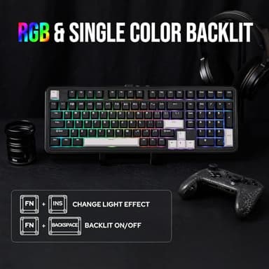 EPOMAKER TH99 Tri-Mode Wireless Mechanical Keyboard with 8000mAh Battery, Hot Swappable Custom RGB Gaming Keyboard with Numpad, Gasket Creamy for PC/Mac/Office (Black) - Image 6