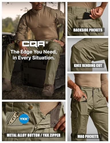 CQR Men's Tactical Pants, Water Resistant Ripstop Cargo Pants, Lightweight EDC Work Hiking Pants, Outdoor Apparel, Raider Soil Green, 36W x 32L - Image 6