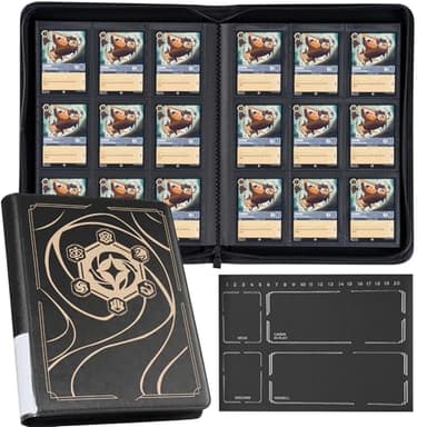 Binder for Lorcana Cards, Premium 9 Pocket Trading Card Album with 500 Pockets & Playmat Compatible with Lorcana Cards, Tokens and Rules sheet - Classic Black - Image 1