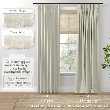 SHINELAND 8FT Bay Window Curtains 2 Panel Sets for Living Room 96 Inch Length,8 Foot FT Linen Pinch Pleated to 98 Inch Long Blackout Farmhouse Drop Cloth Curtains - Image 6