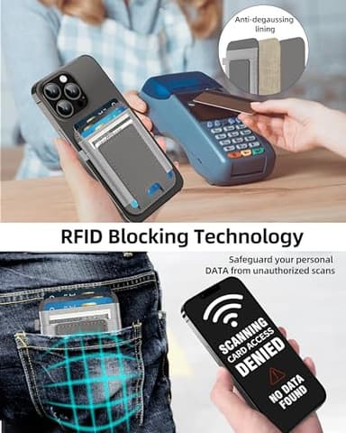 ExtreLife For Magsafe Wallet, Strongest Magnetic Wallet for iPhone 17/16/15/14/13/12 Series, Magnetic Card Holder with 2 Card Slots, RFID Blocking, Vegan Leather, Hold 7 Cards, Gray - Image 5