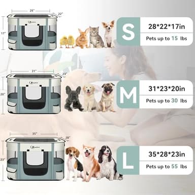 Siedihit Dog Playpen,Cat Pet Puppy Pen,Portable Playpens for Dogs Indoor Outdoor Travel Camping Use,Foldable Dog Kennel Crate for Rabbit Small Animals with and Tent Stakes (Grey, Lagre) - Image 2