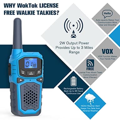 Rechargeable Walkie Talkies for Adults Two Way Radios for Outdoors USB Rechargeable Long Range 22 Channel Adapter, Charger, Battery Included with NOAA & Weather Alerts - Image 2