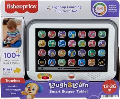 Fisher-Price Toddler Learning Toy Laugh & Learn Smart Stages Tablet Pretend Computer with Music & Lights for Kids Ages 1+ Years - Image 6