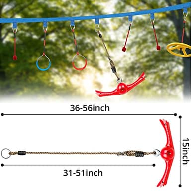 Ninja-Twister Swing Spins Set: Slackline Attachments - 360° Handle Twist-Spin Flips Toy Activate Ninja Powers Warrior Accessories Kids Hang Toys for Playground Backyard, Red - Image 8