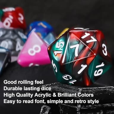 QMay DND Dice Sets - 6 X 7 Polyhedral Dice (42pcs) with 6 Drawstring Bags for Dungeons and Dragons, RPG, MTG,Role Playing Table Game - Image 6