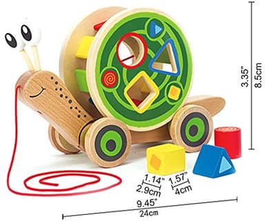 Hape Walk-A-Long Snail Pull Toy |Award Winning Toddler Wooden Push and Pull Toy with Removable Color - Image 5